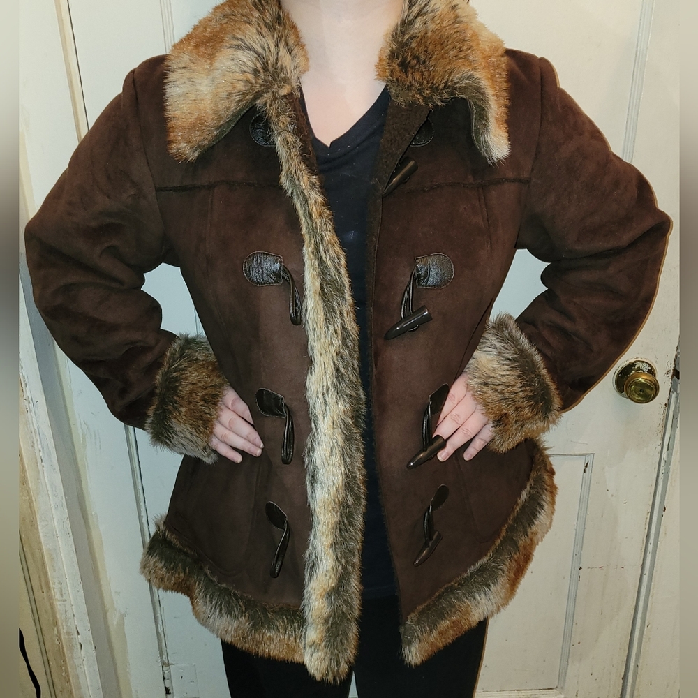 Vintage boho shearling faux fur coat